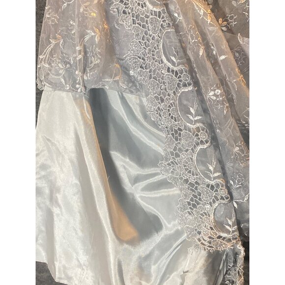 CARAMIA Lace Overlay Dress Blouse Sheer Gray Coquette Floral Women 24W VTG Plus - Picture 3 of 11